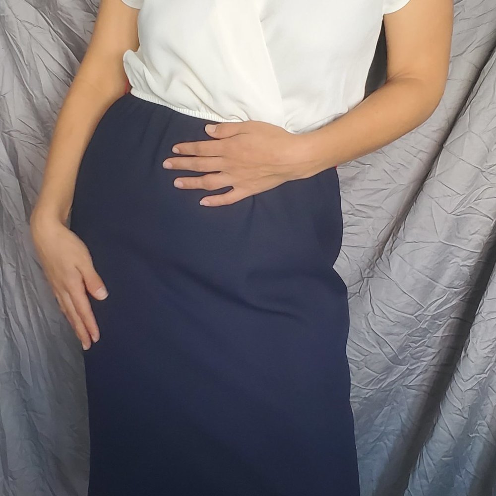 Leslie Fay Vintage 60s 70s Dress in White and Blue Women's Size 8 Union Made
